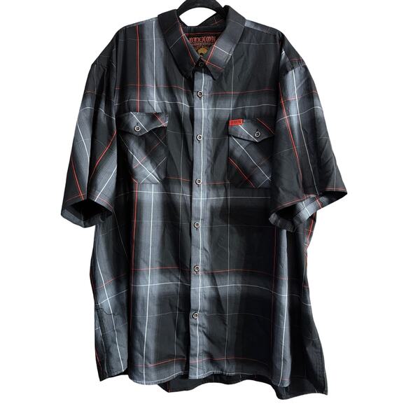 Dixxon Big Men's Ember Bamboo Flannel Button Up Party Shirt Black & Red Size 4X - Picture 2 of 6